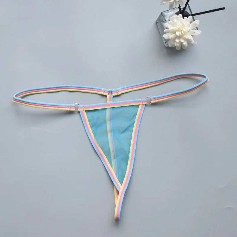 Women's thongs sexy and sexy candy colored super mini bikini couple game tempting women's underwear