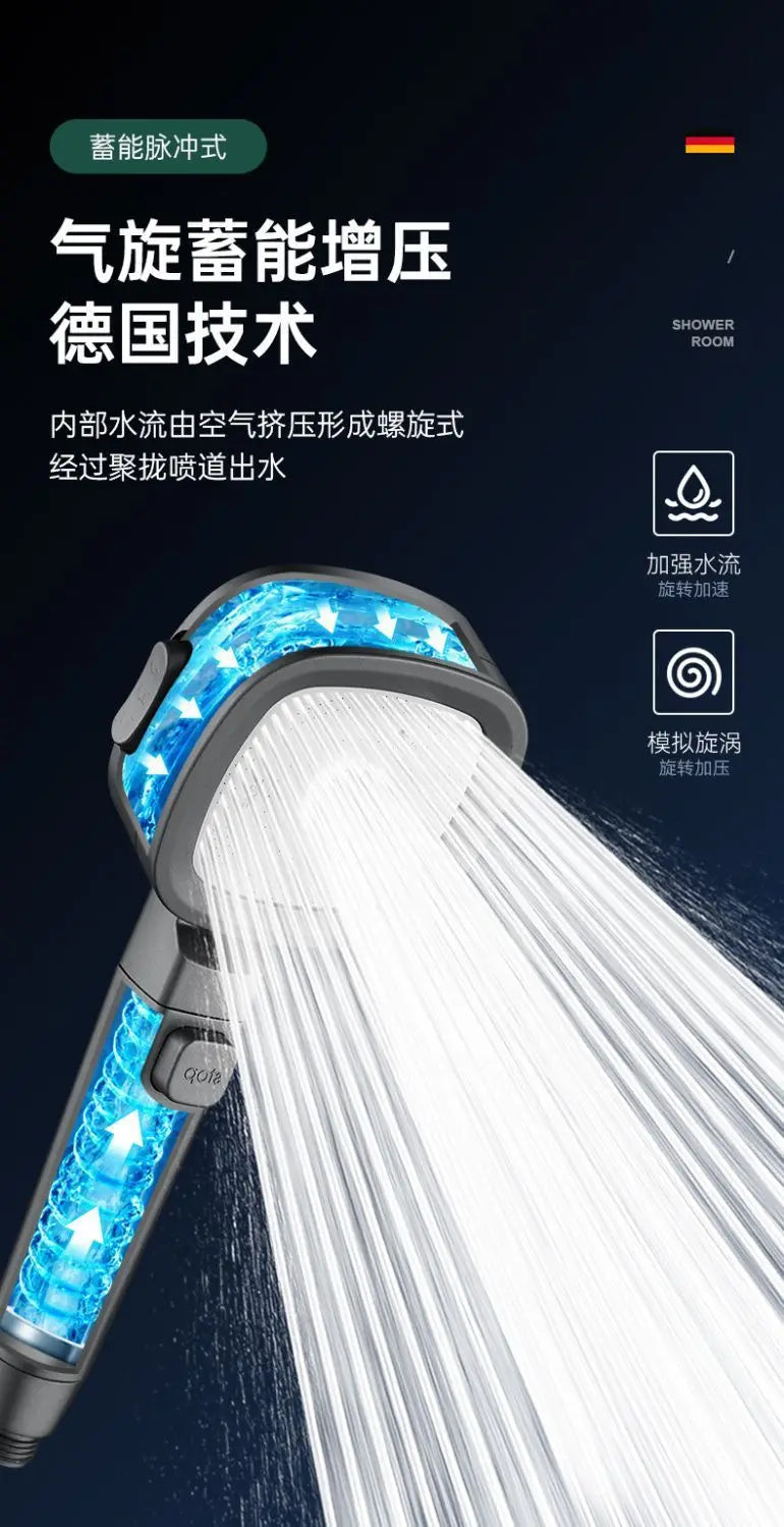 New High Pressure Shower Head with Stop Button 3 Modes Adjustable Water Saving Nozzle Rainfall Showerhead Bathroom Accessories