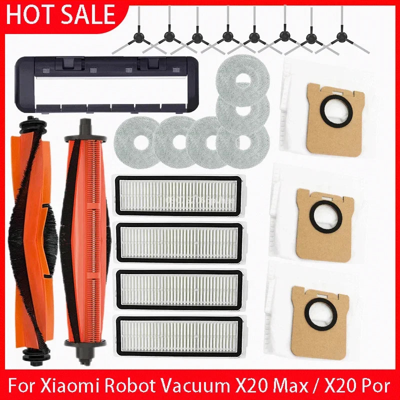 For Xiaomi Robot Vacuum X20 Max / D109GL Parts Accessories Main Brush Side Brush Hepa Filter Mop Cloth Dust Bag Replacement