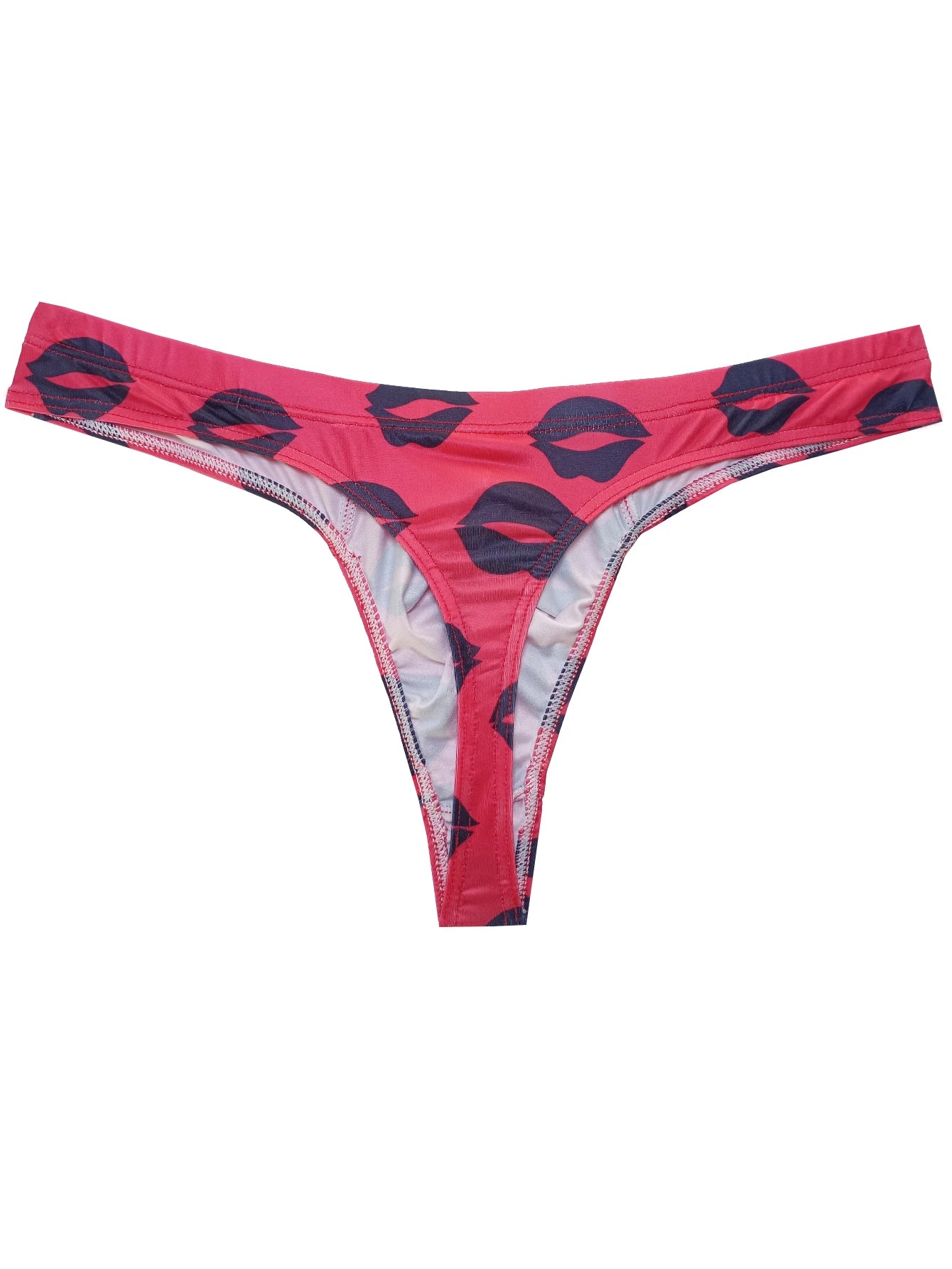 Men's Sexy Underwear Low Waisted Thong with Mouth Print Breathable And Comfortable Underpants BriefsHT148
