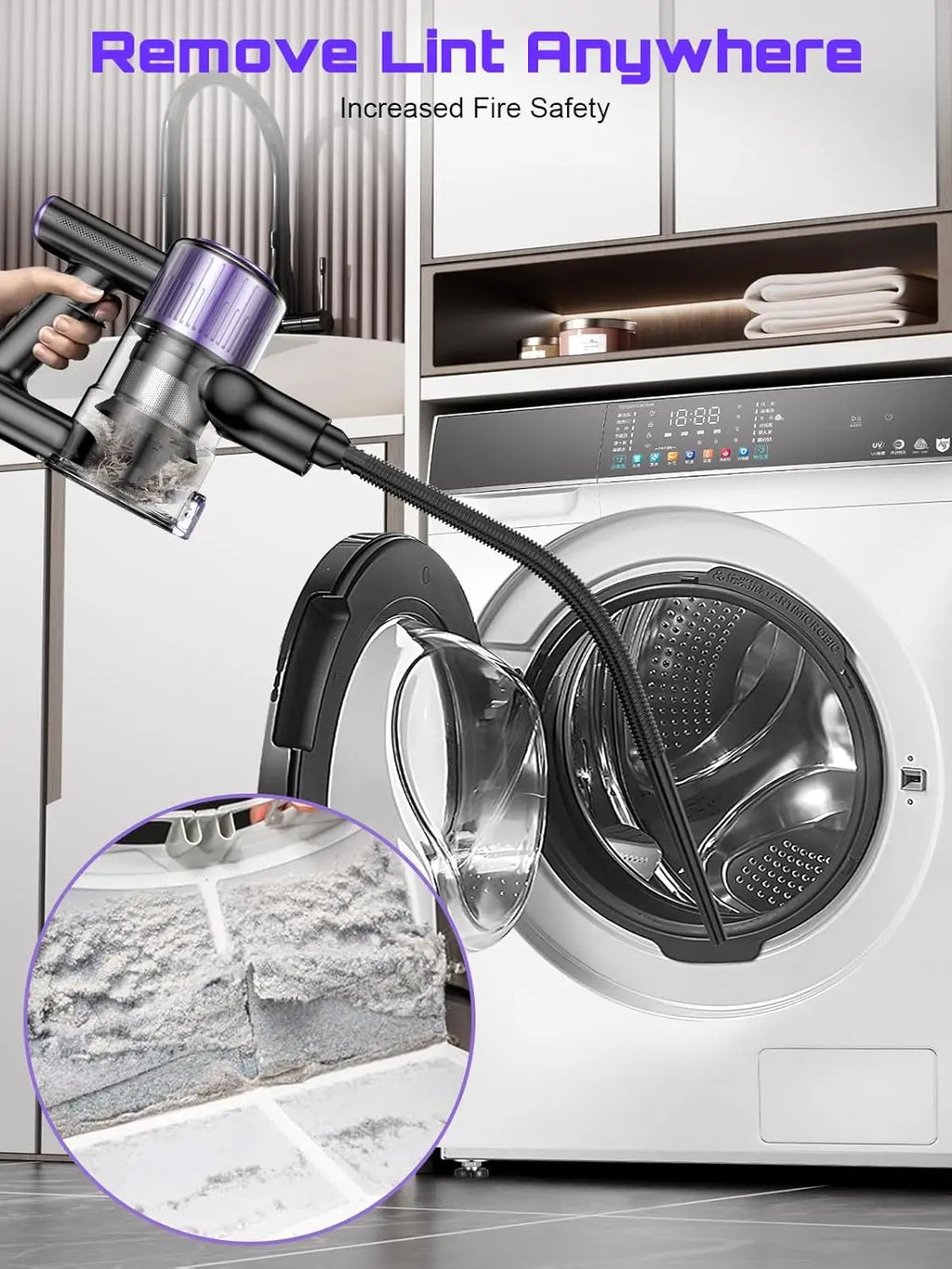 Cordless Vacuum Cleaner, 55Kpa/500W/45min 10 in 1 Powerful Stick Lightweight Vacuum Cleaner for Home Pet Hair/Hard Floor/Carpet