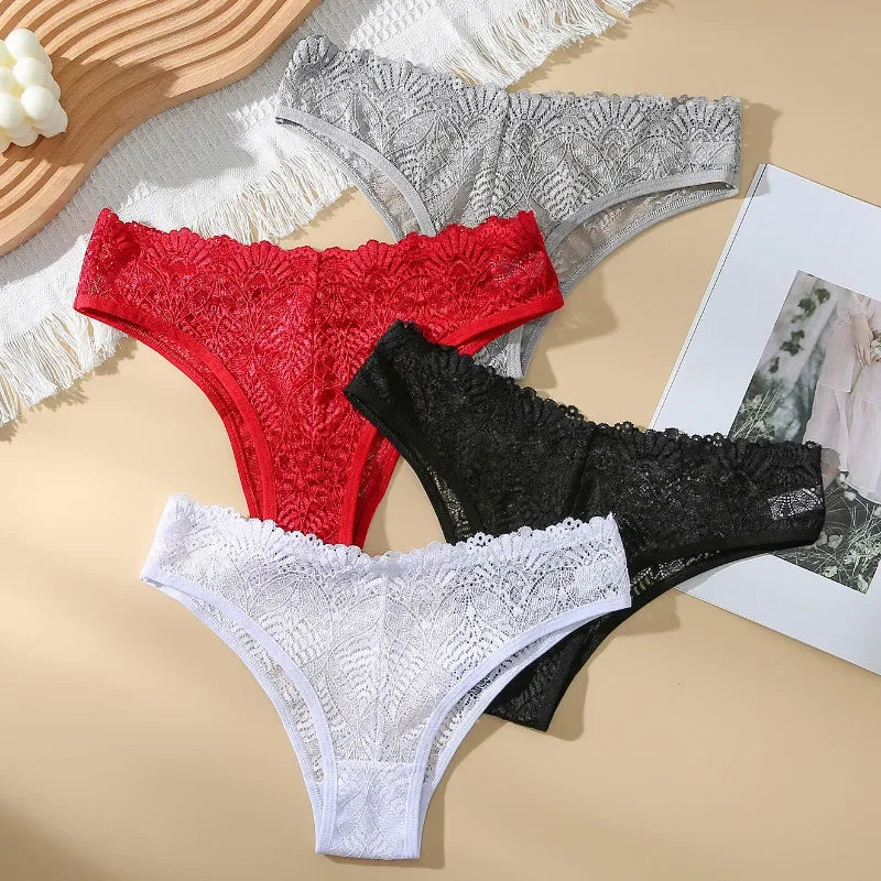 Summer Cool Hollow Breathable Lace Sexy Women Underwear Low Waisted Solid Color Seductive Embroidery Fashion Panties Comfortable