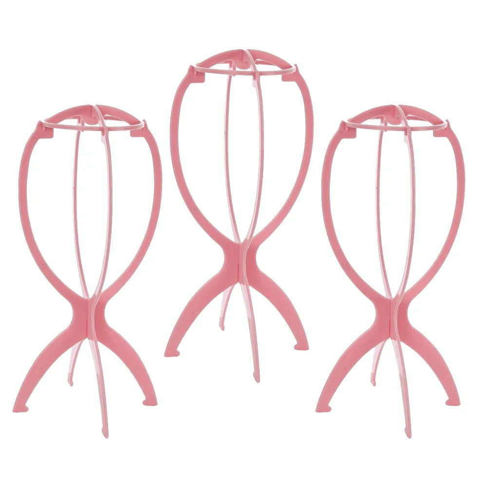 3pcs Stable Wig Stand Collapsible Hairpiece Holder For All Wigs and Hats Display Styling Tool for Haircut Training and Home Use