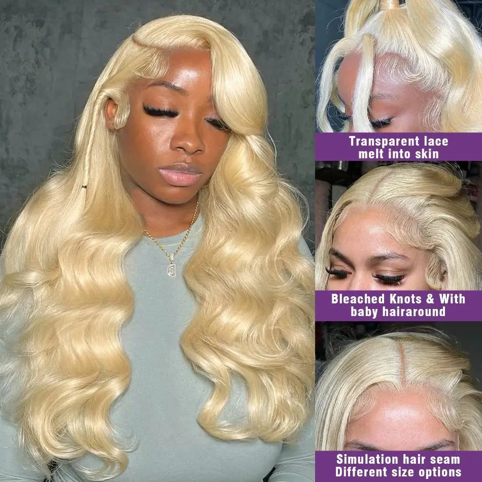 613 Hd Lace Frontal Wig 13X6 Blonde Human Lace Front Wigs Body Wave Human Hair Wigs Brazilian Hair For Women 30 Inch 220 Density