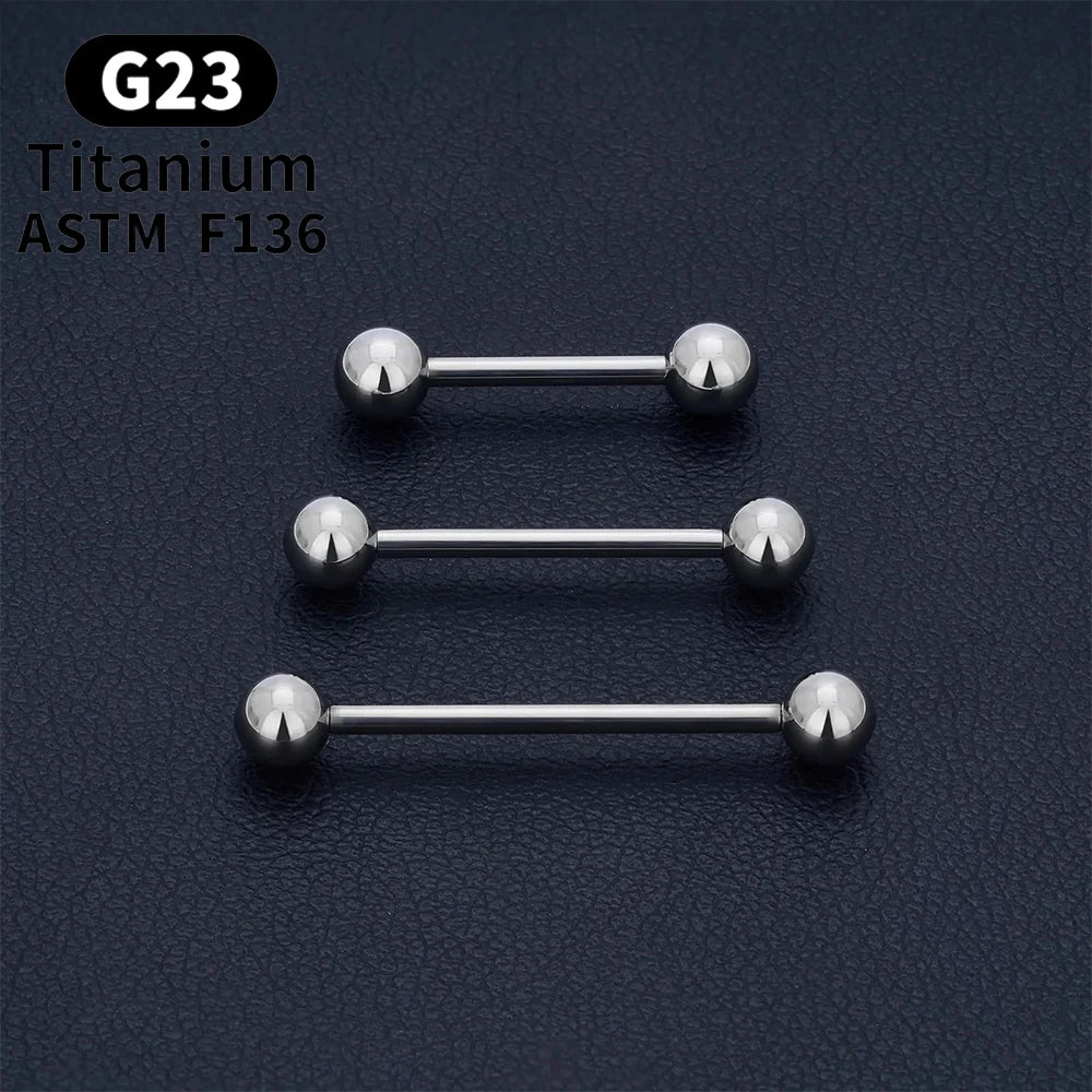 5/10PCS G23 Titanium External Internal Thread Piercing Body Jewelry Long Industrial Barbell Tongue Ring Nipple Bar 14G 16G