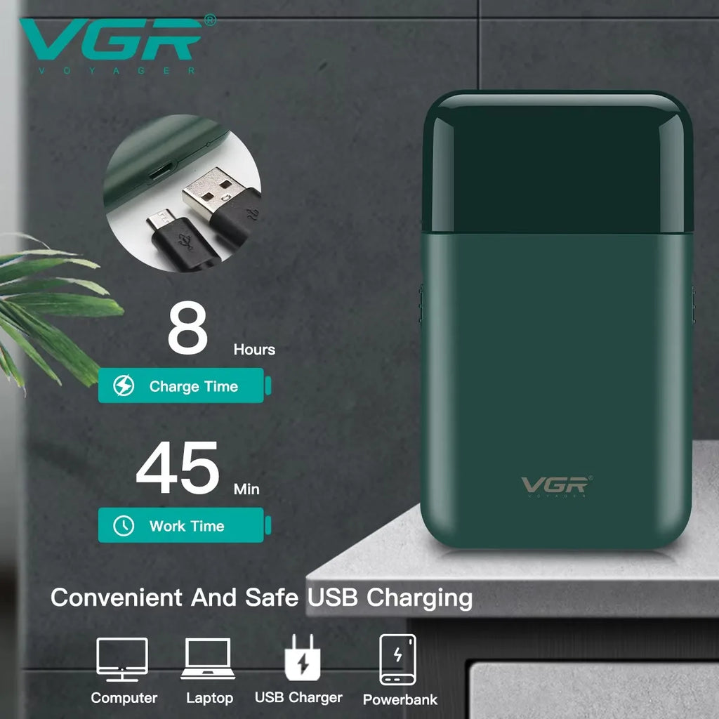 VGR Face Shaver Professional Beard Trimmer Rechargeable Metal Razor Mini Electric Beard Trimmer Portable Beard Trimmer Men V-082