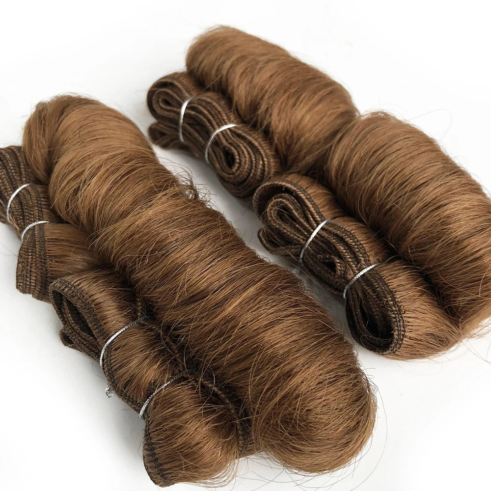 Curly 100% Human Hair 4 Bundles Brazilian Hair Weave Bundles 1B 30 99J 27 Blonde Human Hair Extension 5 5 6 7 Inches Short Hair