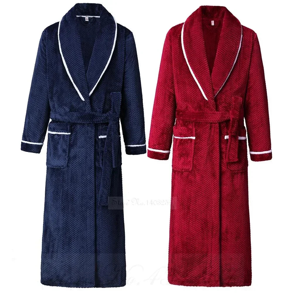 Long Robe Large Size Sleepwear Winter Thicken Warm Couple Flannel Loose Coral Fleece Homewear 4XL Men's Nightwear Bathrobe Gown