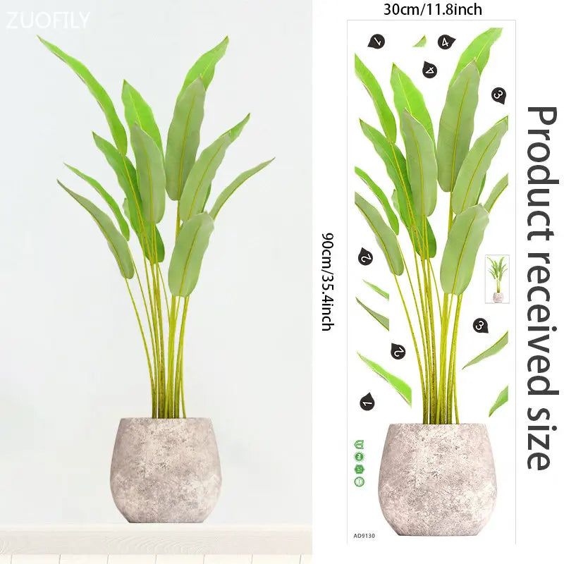 16 Styles Large Tropical Green Plants Wall Stickers Palm Leaves PVC Living Room Art Vinyl Poster Wallpaper Home Decoration Mural