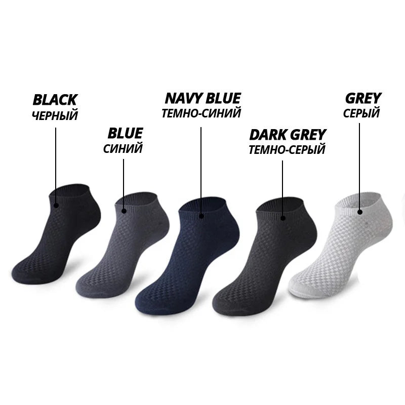 1/5 Pairs Men Ankle Short Socks High Quality Bamboo Fiber Low cut Socks Solid Breathable Business Dress Socks for Summer Winter