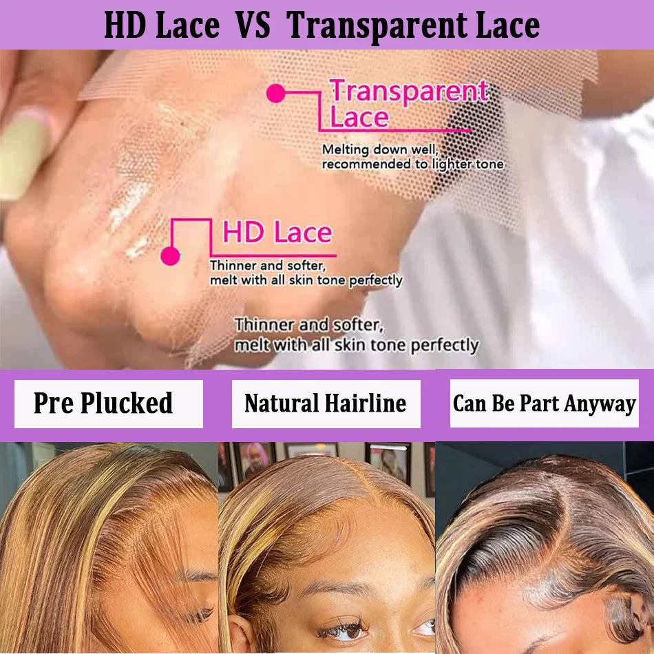 Highlight Body Wave 13x4 13x6 Hd Lace Front Human Hair Wigs For Women Brazilian 360 Full Lace Wig Honey Blonde 4/27 Colored Wigs