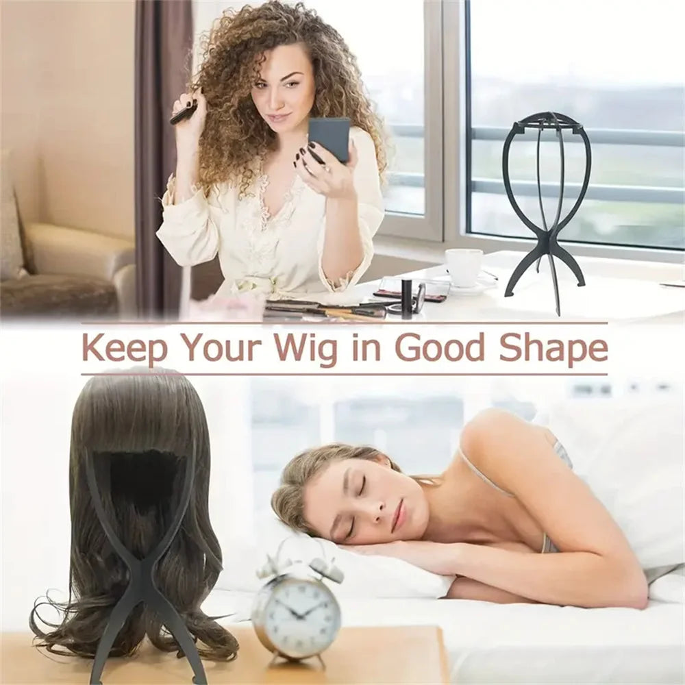 3pcs Stable Wig Stand Collapsible Hairpiece Holder For All Wigs and Hats Display Styling Tool for Haircut Training and Home Use