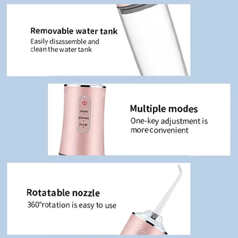USB Charging Household Mouthwash, Powerful Portable Irrigator, Dental Sprayer with 3 Modes And 4 Nozzles,Used for Teeth Cleaning