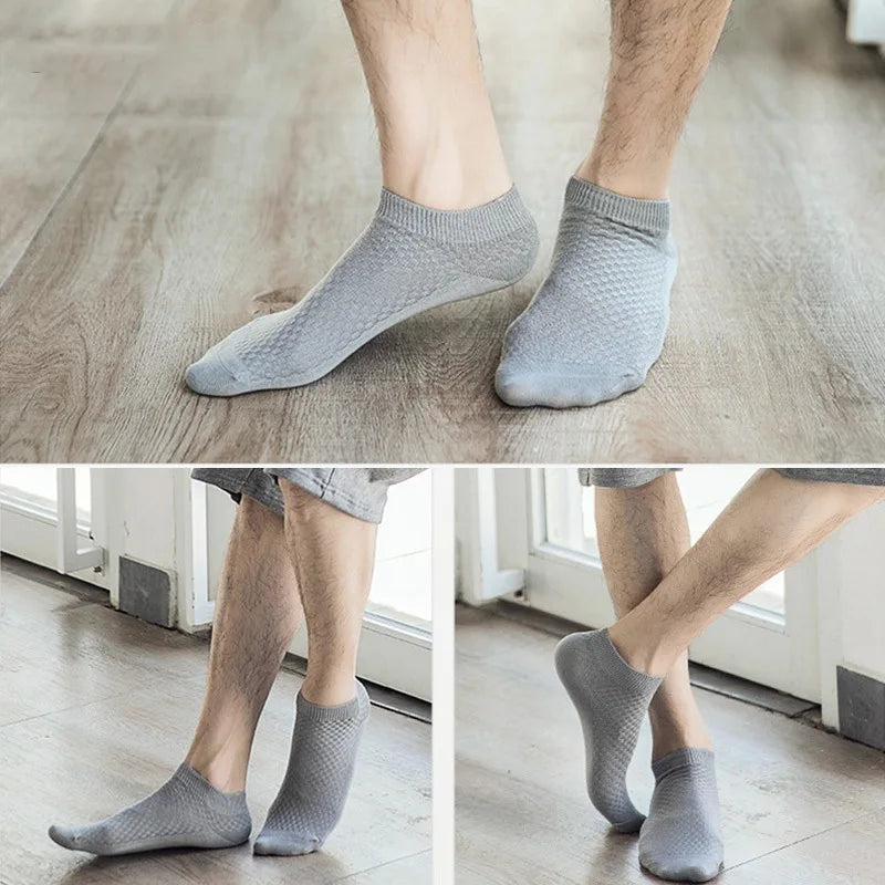 1/5 Pairs Men Ankle Short Socks High Quality Bamboo Fiber Low cut Socks Solid Breathable Business Dress Socks for Summer Winter