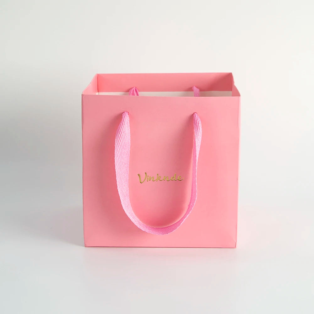 24pcs Custom Logo Print Wholesale Grocery White Brown Black Kraft Paper Gift Bag with Handle Wedding Party Xmas Packaging Bag