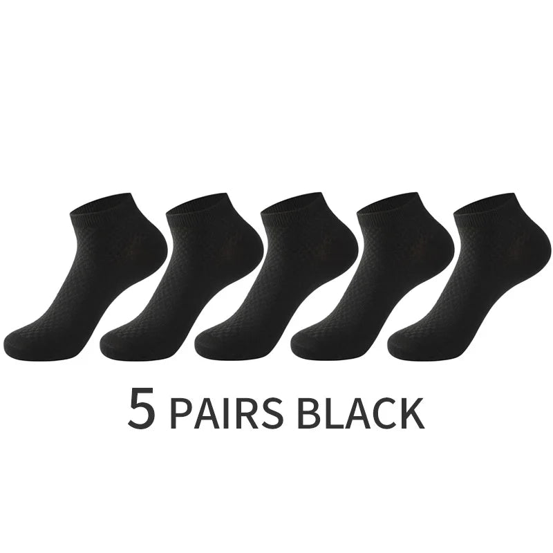 1/5 Pairs Men Ankle Short Socks High Quality Bamboo Fiber Low cut Socks Solid Breathable Business Dress Socks for Summer Winter