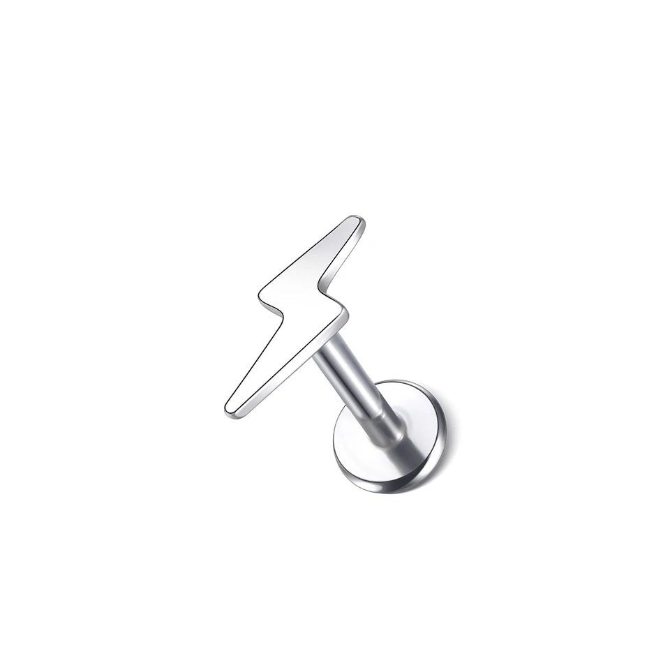 1PC G23 Titanium Star Moon Cross Stud Earring for Women Lip Rings Labret Piercing Ear Tragus Helix Piercings Body Jewelry