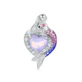 WOSTU 925 Sterling Silver Enamel Mermaid Charm Transparent Purple Fish Tail with Pearl Fit DIY Bracelet Gift for Mother's Day