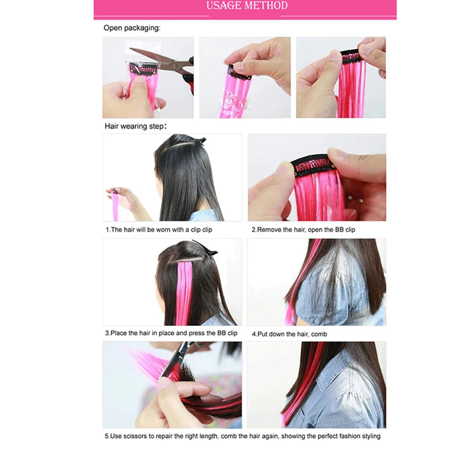 Synthetic Clip In Hair Extensions 20Inch 57Colors One Hairpiece Clip In Hair Extensions Ombre Long Straight Fake Hairpieces