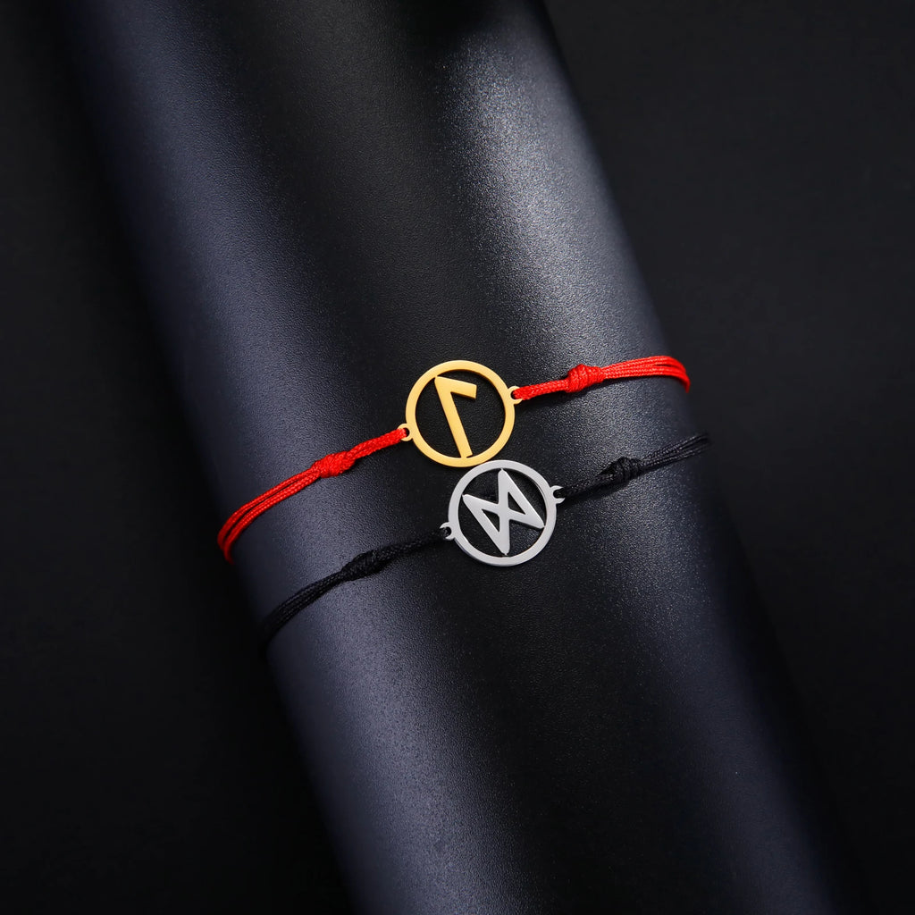 LIKGREAT Vintage Norse Runes Bracelet for Women Men Stainless Steel Viking Jewelry Ancient Patron Saint Amulet Valentine's Day