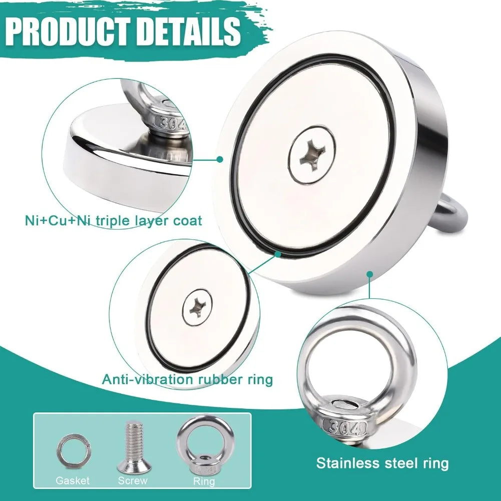 Powerful Magnet Neodymium Magnets Fishing Heavy Duty Imanes Magnet with Countersunk Hole Eyebolt for Salvage Magnetic Fishing