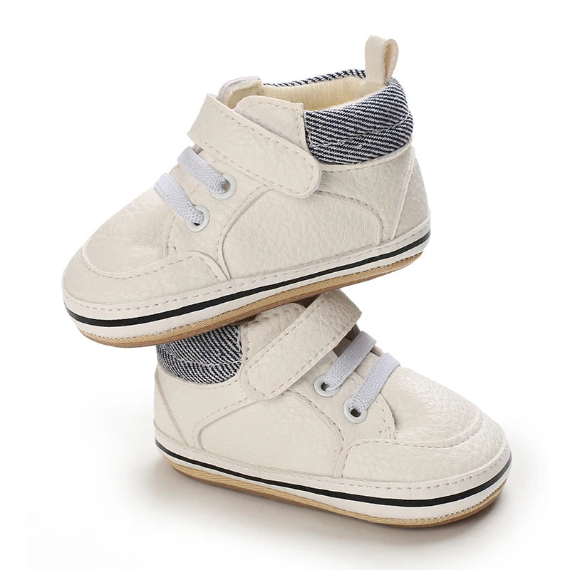 Spring and Autumn Newborn Baby Shoes Boys' Fashion Sports Shoes White Baptist Walking Shoes Perfect Gift for First Step Walkers
