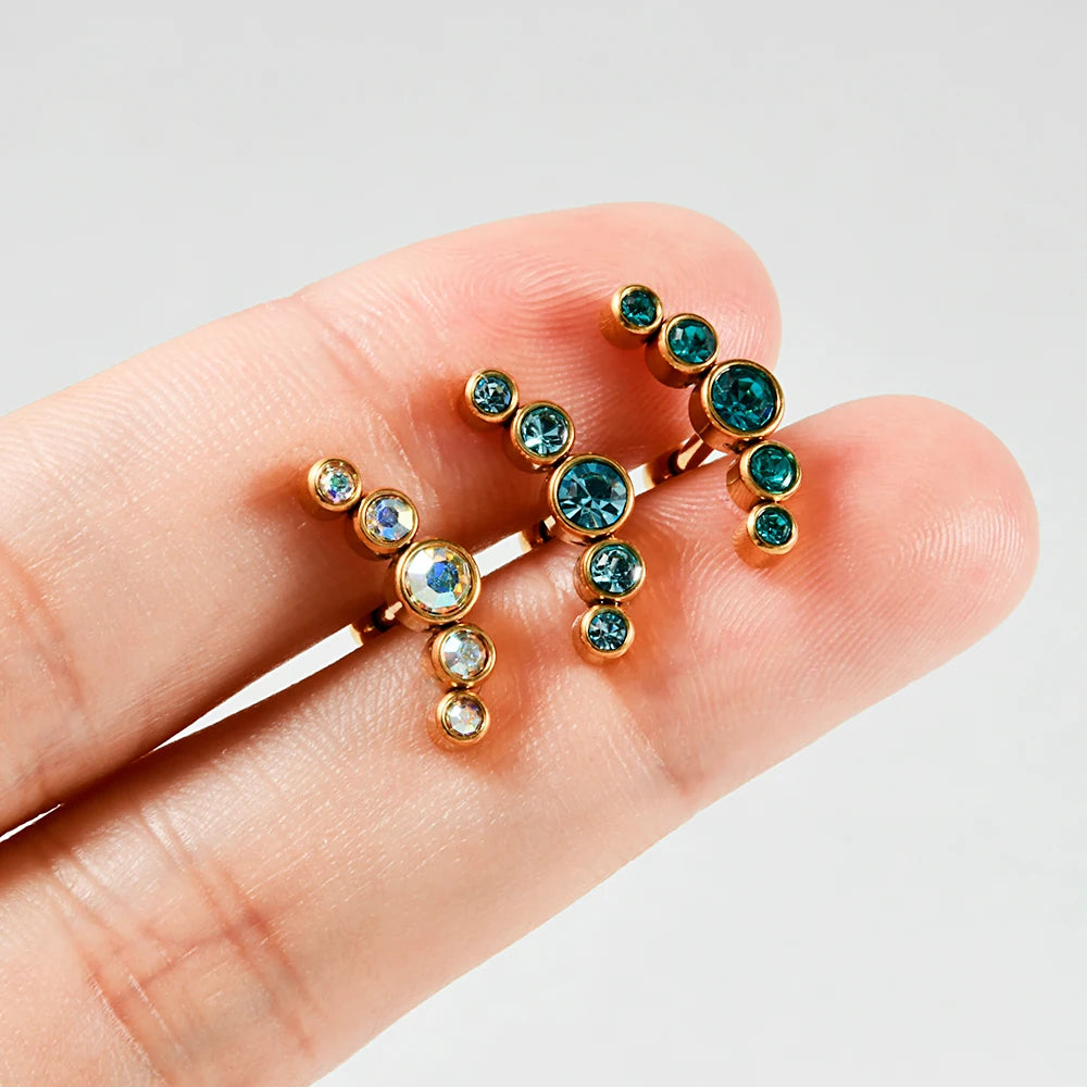 1PC Surgical Steel Multicolor 5 Crystal Opal Ear Tragus Cartilage Earrings Zircon Cluster Ear Helix Daith Lobe Piercing  Jewelry