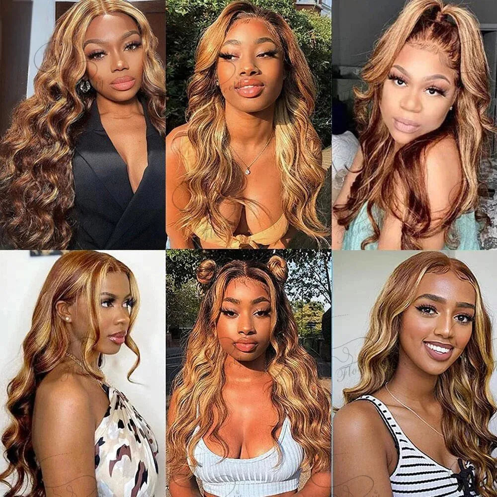Highlight P4/27 Body Wave Human Hair Bundles 30 32 Inch Honey Brown Hair Weft Raw Hair Extensions Brazilian Hair 1/3/4 Bundles