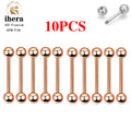 5/10PCS G23 Titanium External Internal Thread Piercing Body Jewelry Long Industrial Barbell Tongue Ring Nipple Bar 14G 16G