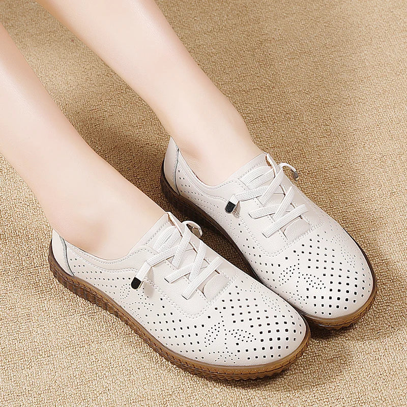 Shoes for Women Moccasins Flats Woman Loafers Genuine Leather Female Shoes Slip On Ballet Nurse Women's Shoes Plus Size