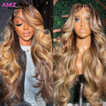 Highlight Body Wave 13x4 13x6 Hd Lace Front Human Hair Wigs For Women Brazilian 360 Full Lace Wig Honey Blonde 4/27 Colored Wigs