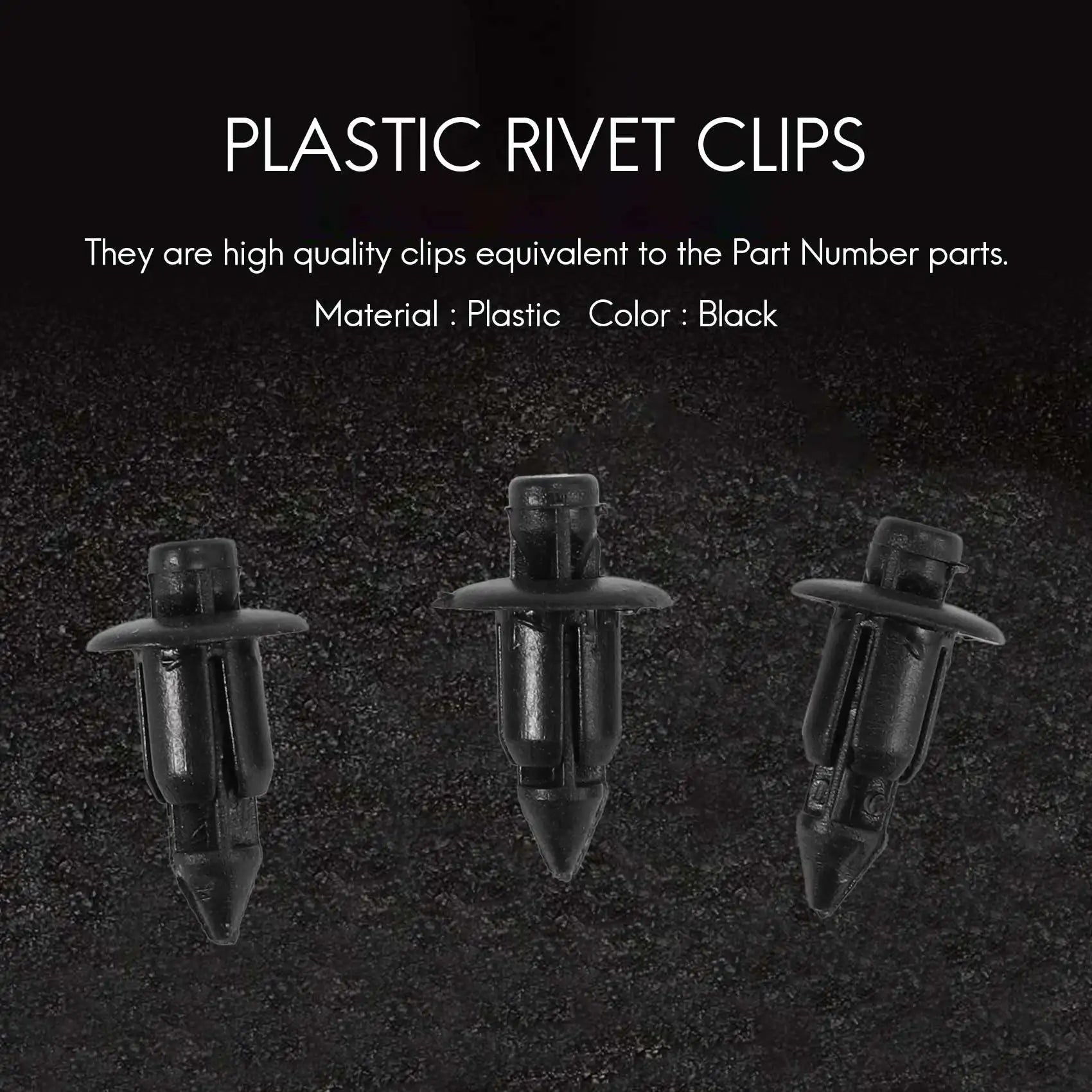 50x Plastic Rivet Bike Fairing Trim Panel Fastener Clips 6mm for Honda Yamaha Black