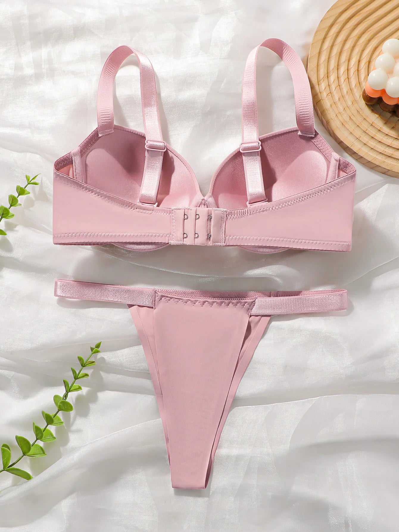 Solid color daily thick pad with steel support bra set small chest display large women's underwear push up bra B2051