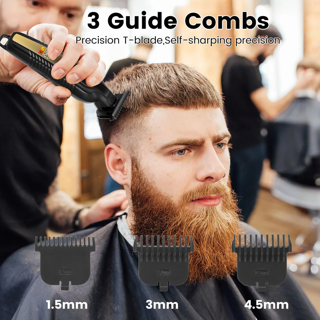 Hatteker Gradient Hair Clipper Professional Hair Salon LCD Digital Display Edge Trimming Rechargeable Taper Men's Home Haircut
