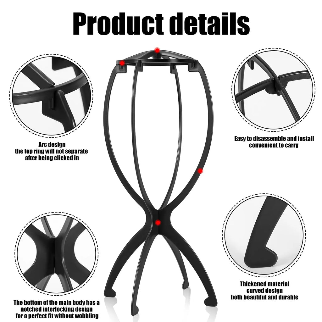 1/2/3pcs Folding Wig Stand Plastic Portable Hat Display Stand Adjustable Durable Barbershop Fashion Model Holder Home Salon Use