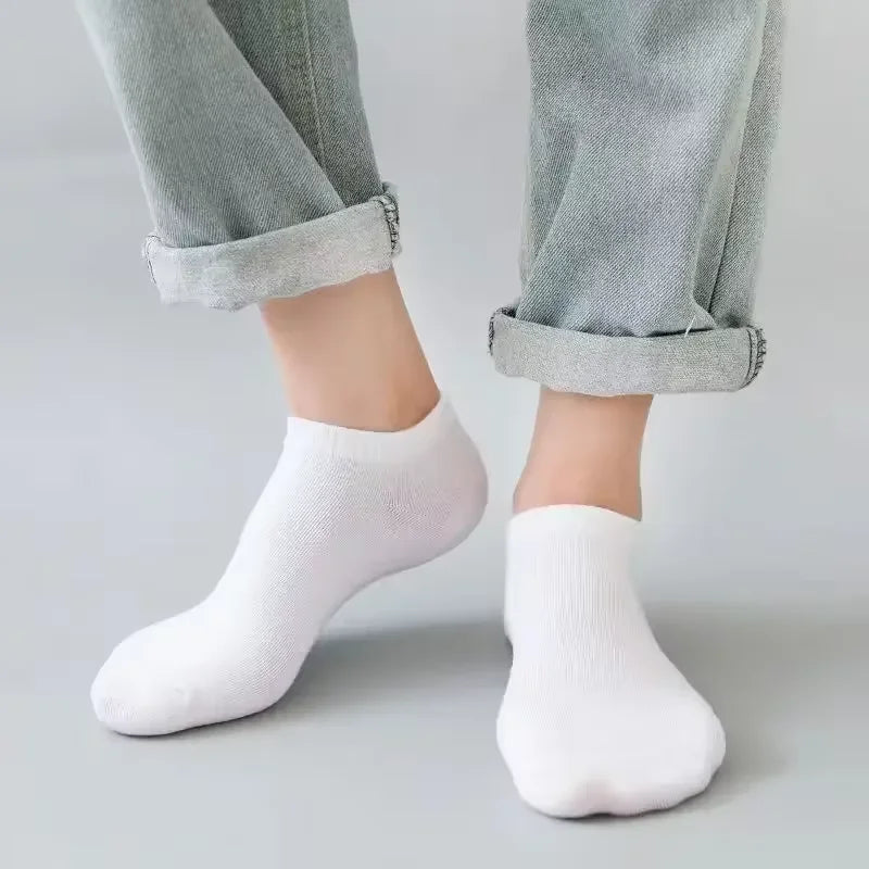10 pairs of antibacterial, odor proof, breathable, and comfortable boat socks, suitable for spring, autumn, winter, and summer,