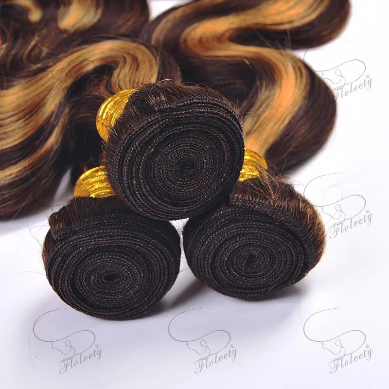 Highlight P4/27 Body Wave Human Hair Bundles 30 32 Inch Honey Brown Hair Weft Raw Hair Extensions Brazilian Hair 1/3/4 Bundles