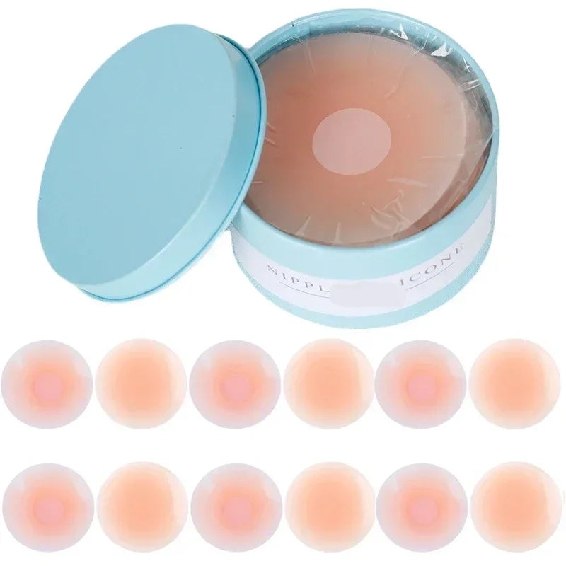 12pcs Invisible Silicone Nipple Covers Reusable Women Breast Petals Lift Bra Pasties Bra Padding Sticker Patch Adhesive Pads