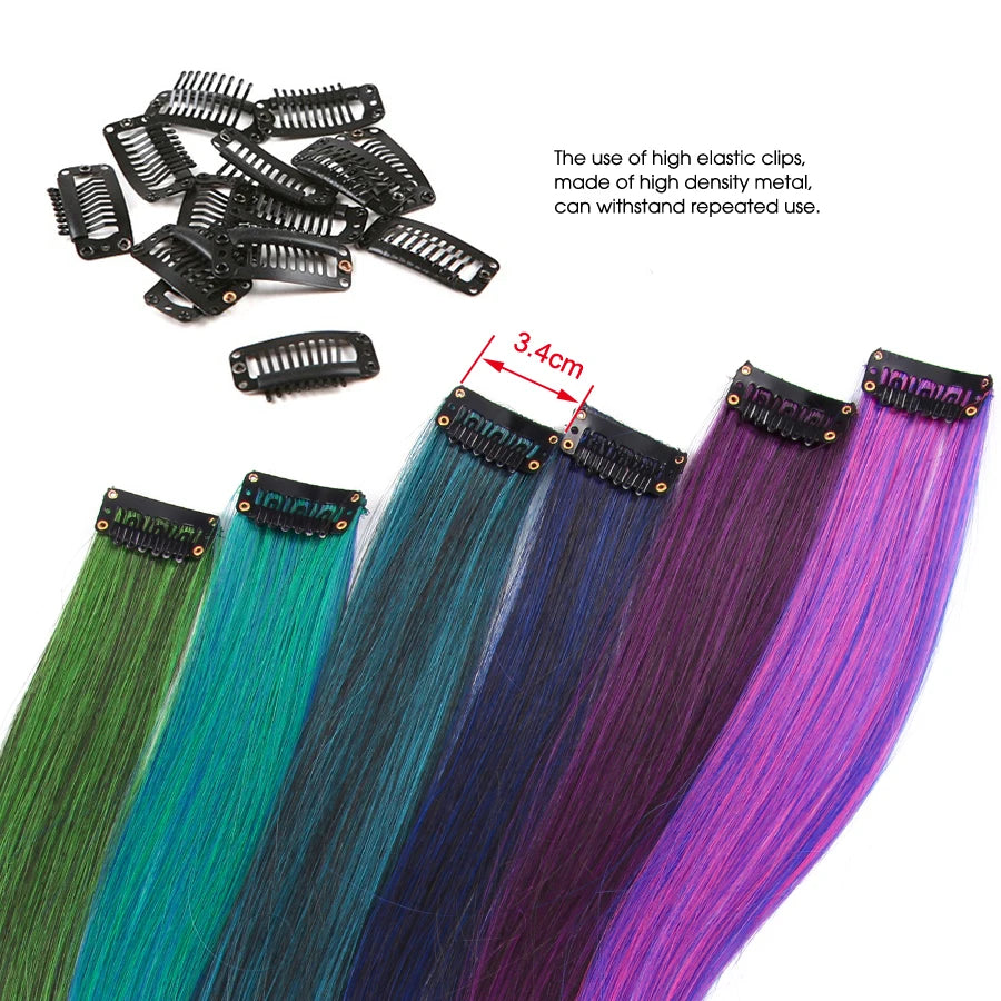 Synthetic Clip In Hair Extensions 20Inch 57Colors One Hairpiece Clip In Hair Extensions Ombre Long Straight Fake Hairpieces