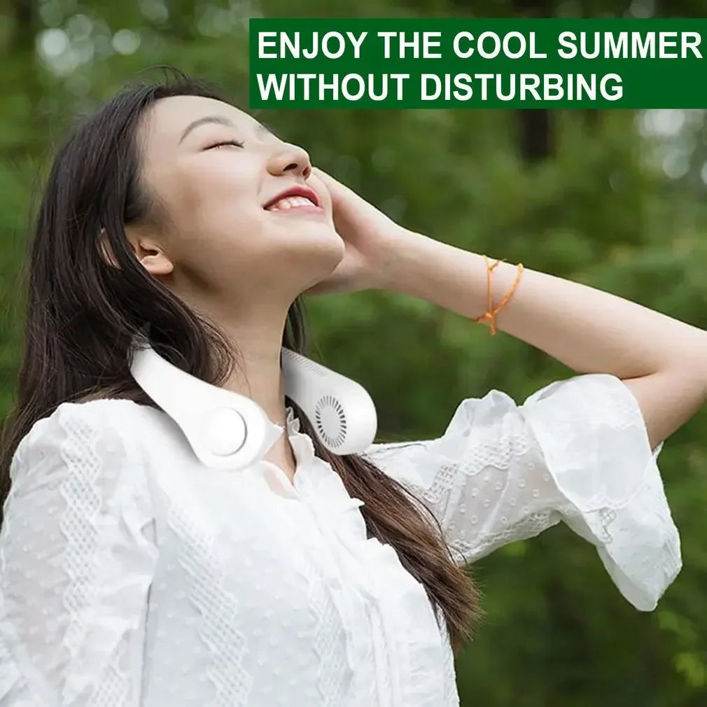 2023 Portable Neck Fan 4000mah Rechargeable USB Leafless Air Conditioner Bladeless Fans Hanging Neck Cooler For Summer