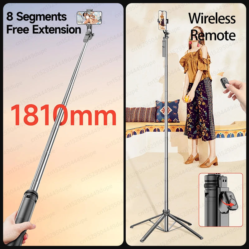 TOKQI Extendable Tripod with Bluetooth Remote,1/4'' Screw,Phone Holder,72inch Monopod for Smartphone Camera Projector brackets