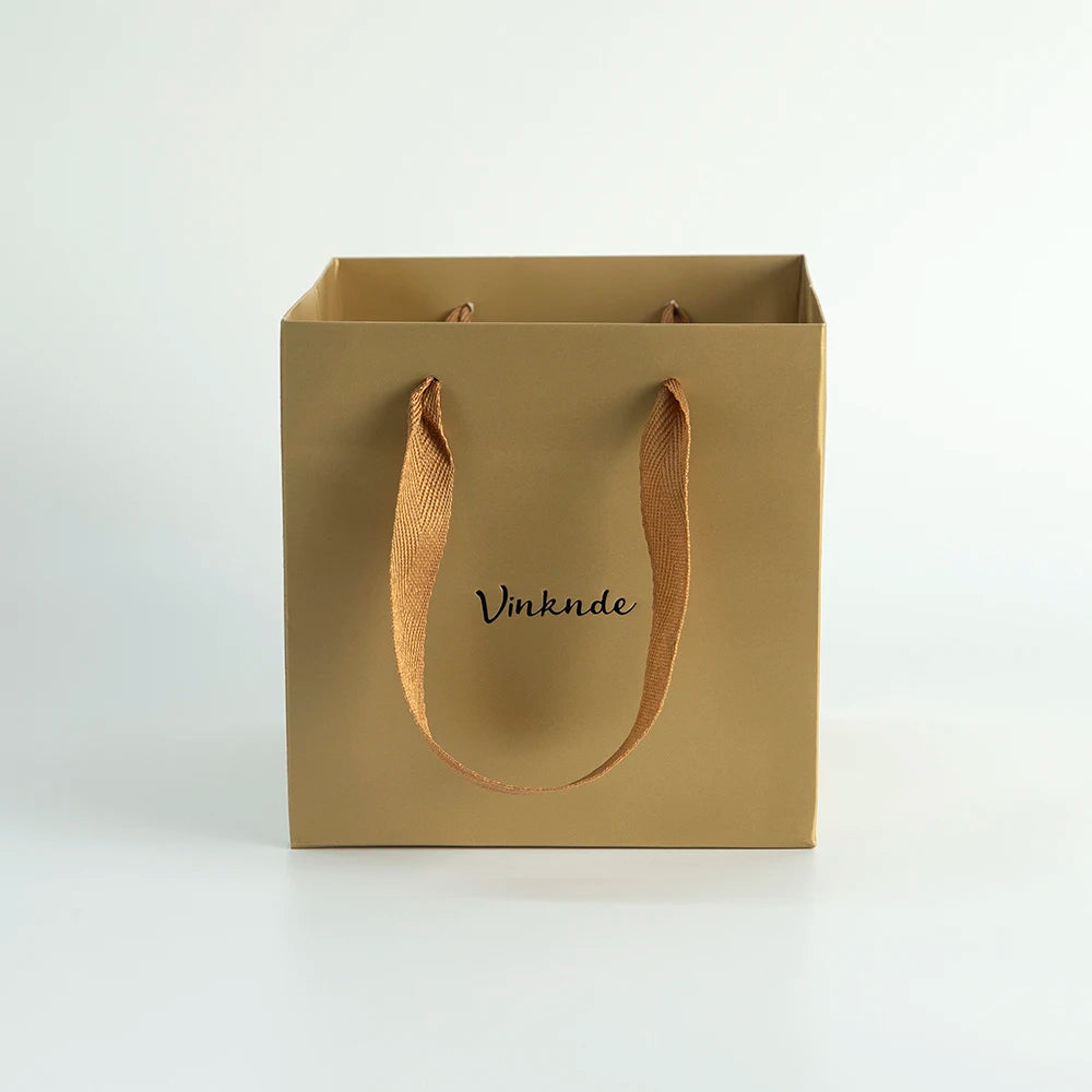 24pcs Custom Logo Print Wholesale Grocery White Brown Black Kraft Paper Gift Bag with Handle Wedding Party Xmas Packaging Bag