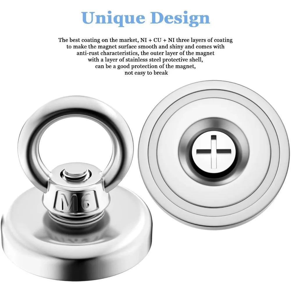 Powerful Magnet Neodymium Magnets Fishing Heavy Duty Imanes Magnet with Countersunk Hole Eyebolt for Salvage Magnetic Fishing