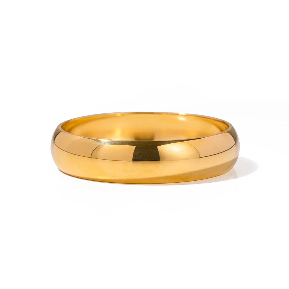 Youthway Minimalist Stainless Steel Multi-Size Glossy Plain Hoop Bracelet 18K Gold Plated Classic Golden Jewelry for Women