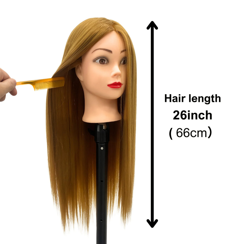 26Inch Long Hair Styling Cosmetology Mannequin Head  Hair Mannequin Head Practice Kit for Braiding Training and Practice