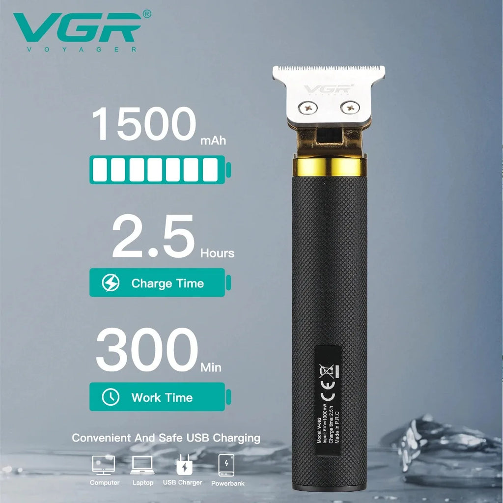 VGR Face Shaver Professional Beard Trimmer Rechargeable Metal Razor Mini Electric Beard Trimmer Portable Beard Trimmer Men V-082