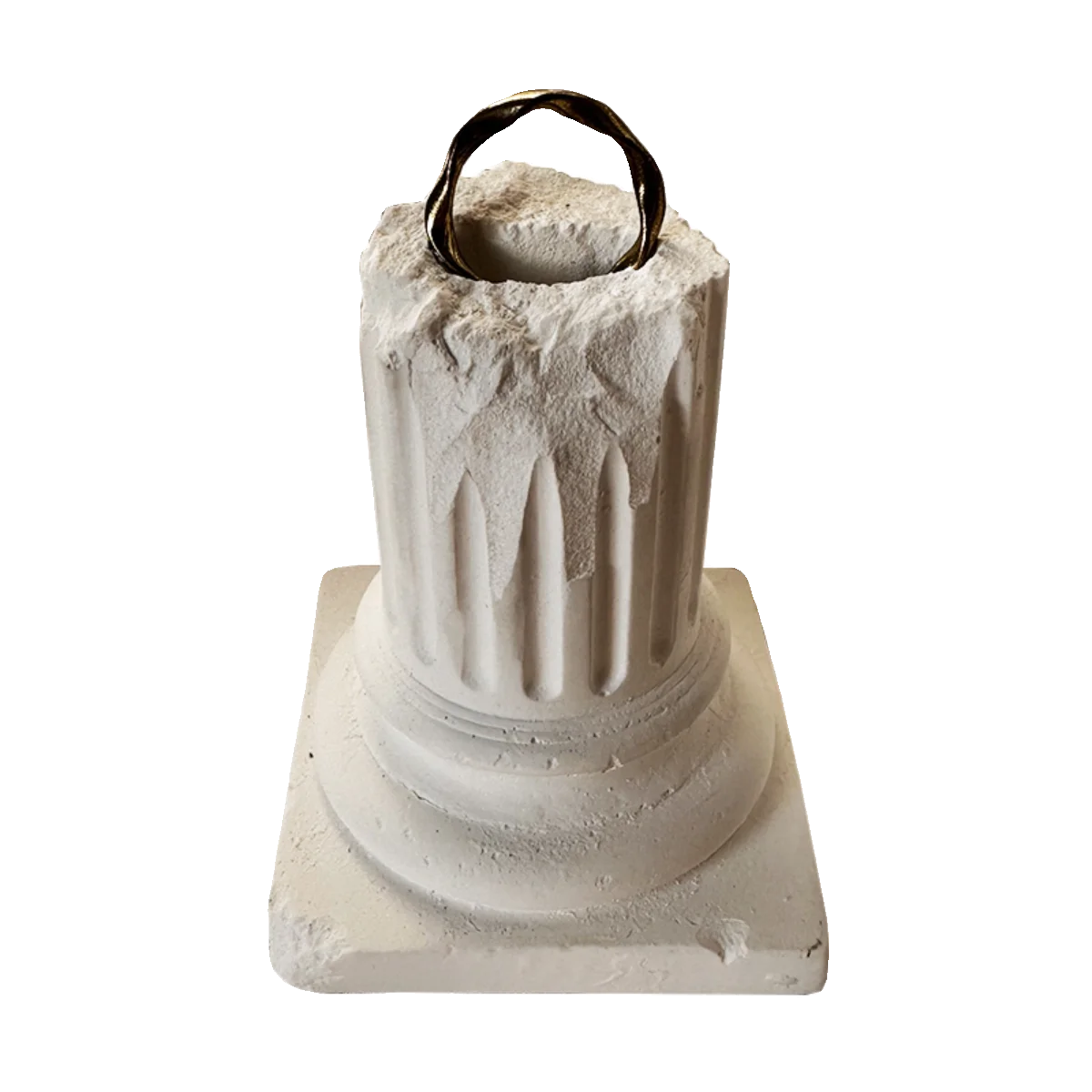 Roman Column Ring Display Stand - Vintage European Plaster Jewelry Holder, Weathered Broken Finish for Rings Window Showcase Dec