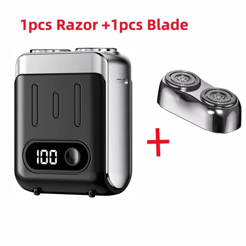 2025 Mini Electric Smart Shaver Dual Blade Household Car Shaver Digital Display Rechargeable Shaver Powerful Beard Trimmer Tool