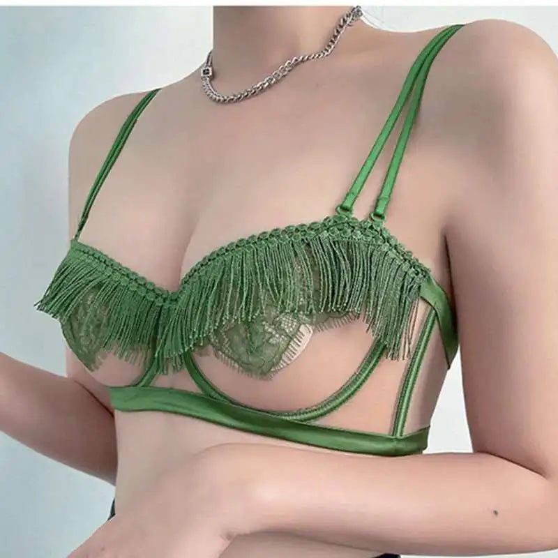 BANERDANNI Light Luxury Sexy French Backless Bra Set - Sheer Mesh Minimizer Bralette Ultra-Thin Lace Lingerie Limited Stock Sale