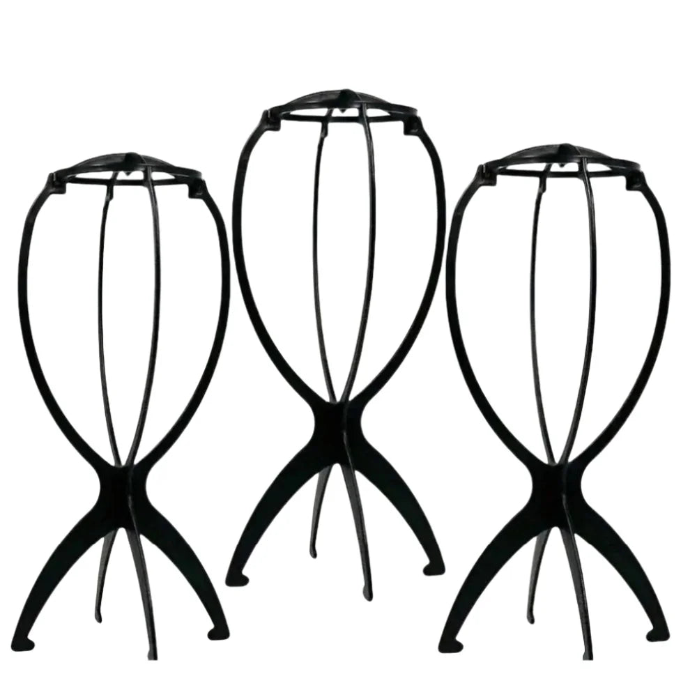 3pcs Stable Wig Stand Collapsible Hairpiece Holder For All Wigs and Hats Display Styling Tool for Haircut Training and Home Use